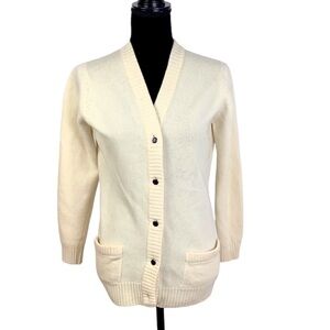 VINTAGE WOOL NEUTRAL HOGG OF HAWICK SCOTLAND KNIT CARDIGAN